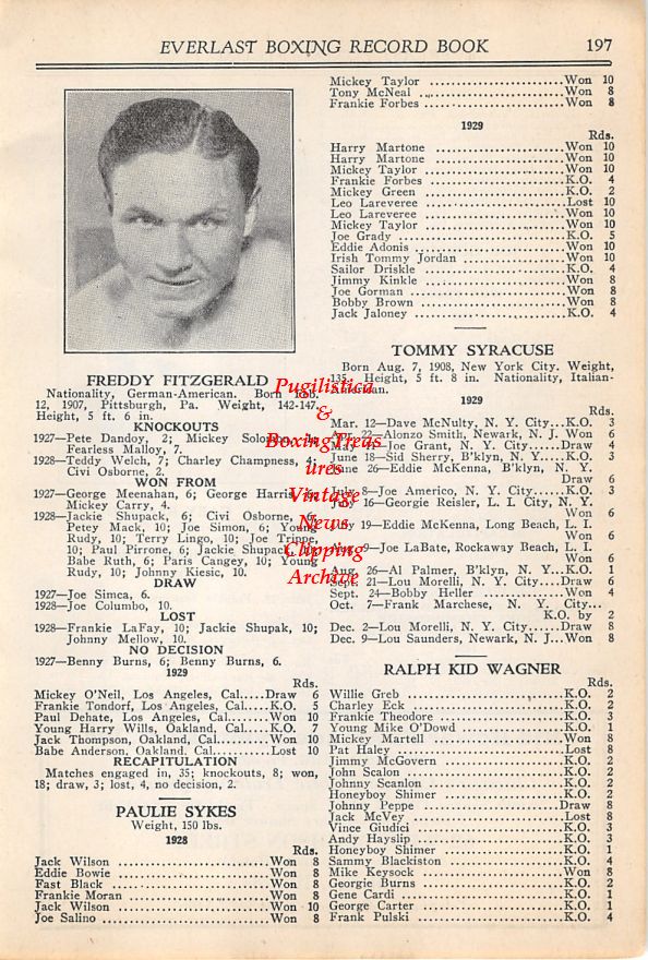 Boxing News Clipping #17 - Freddy Fitzgerald, Gaby Bagdad