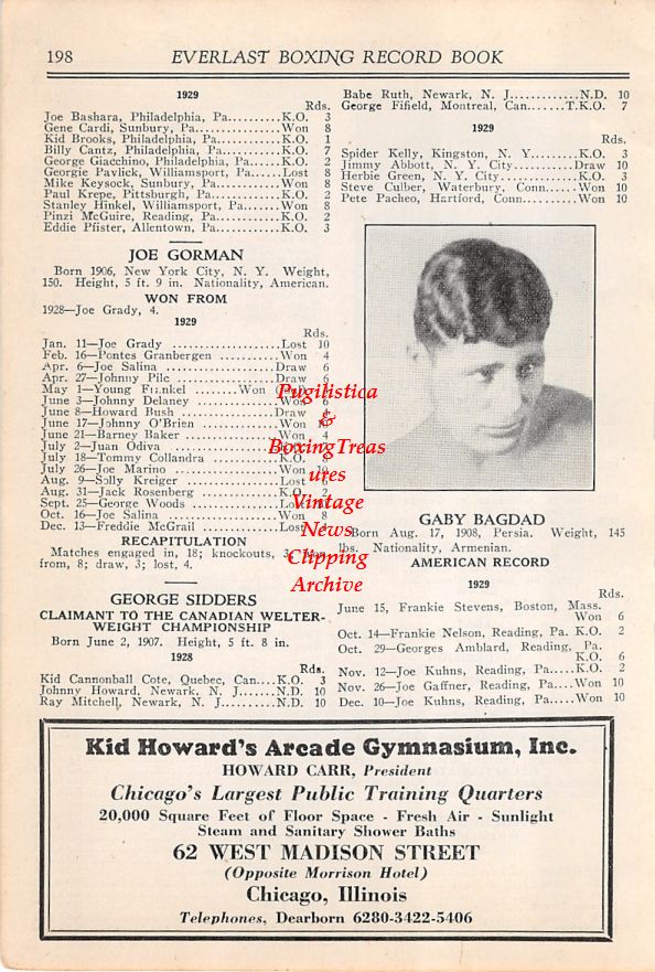 Boxing News Clipping #17 - Freddy Fitzgerald, Gaby Bagdad