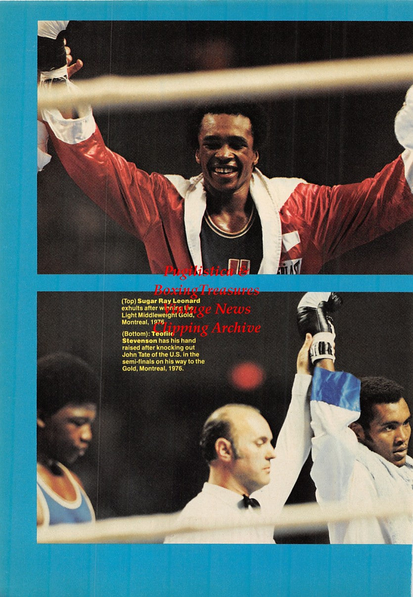 Boxing News Clipping #1700 - Sugar Ray Leonard, John Tate & Teofilo Stevenson as Olympians