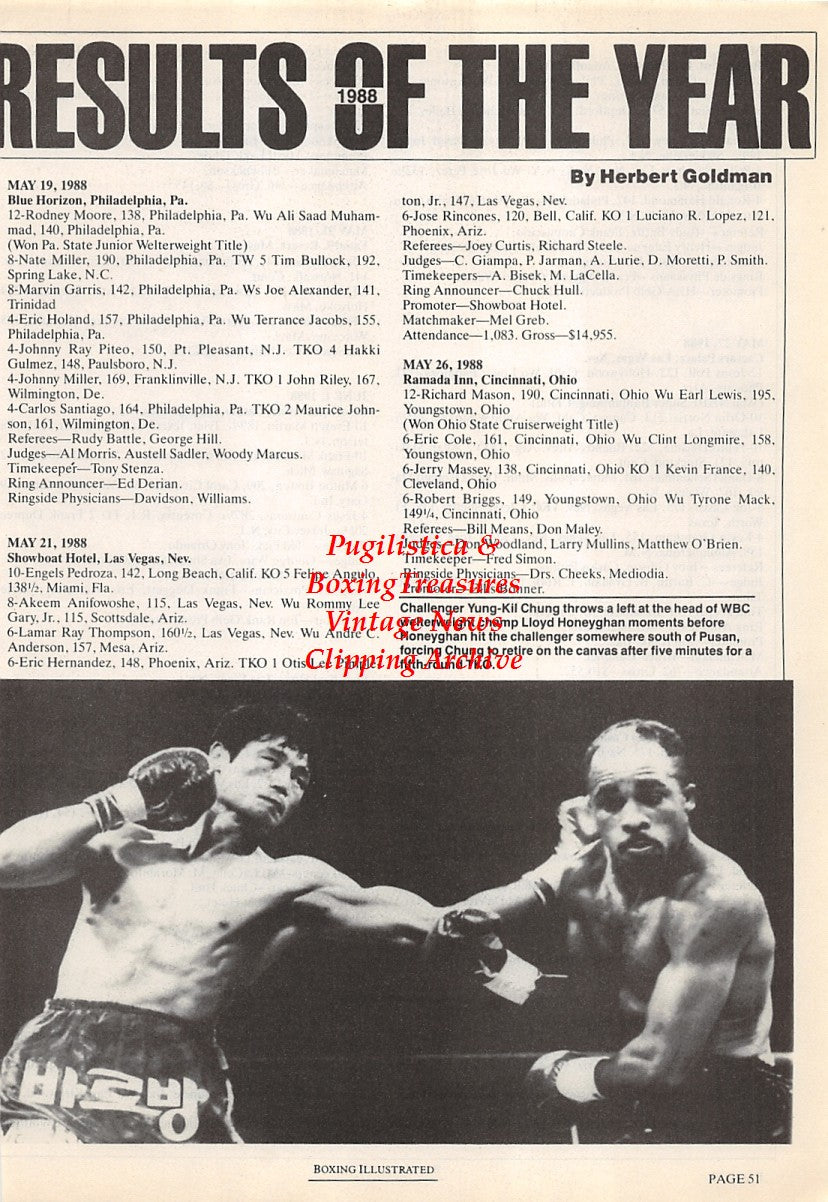 Boxing News Clipping #1703 - Yung-Kil Chung vs. Lloyd Honeyghan