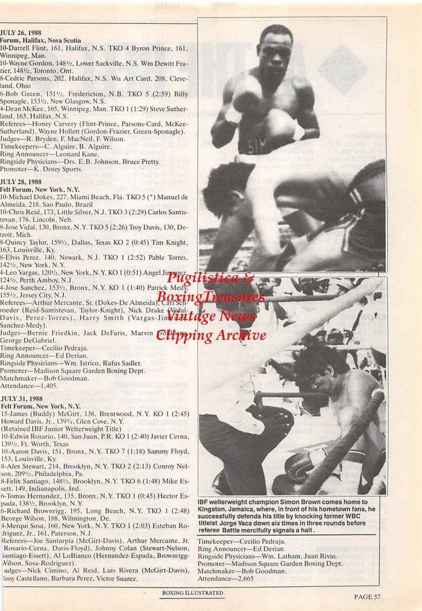 Boxing News Clipping #1705 - Simon Brown vs. Jorge Vaca