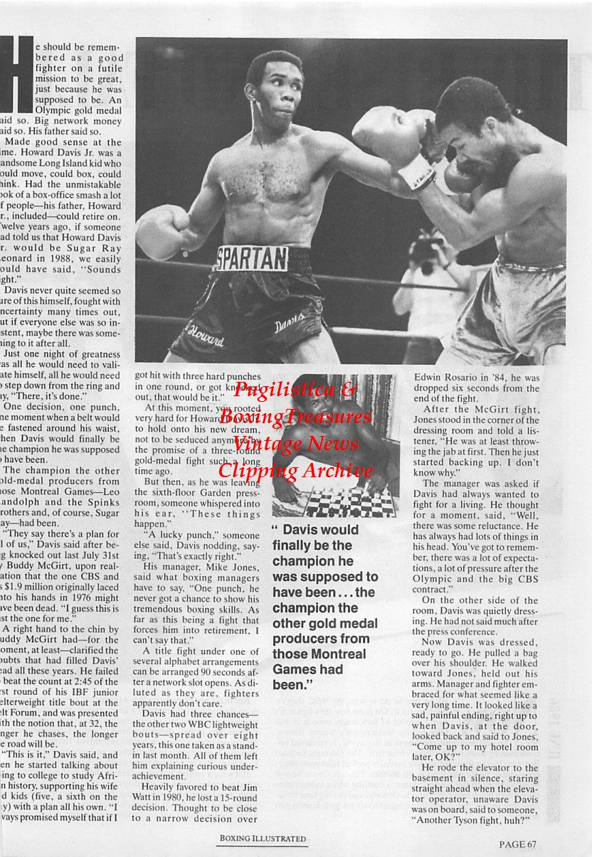 Boxing News Clipping #1707 - Shawn O'Sullivan, Howard Davis Jr.