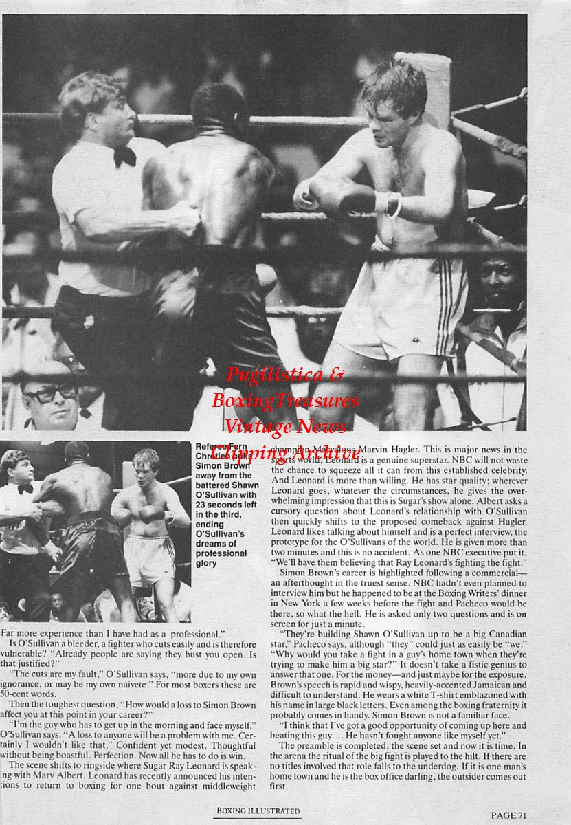 Boxing News Clipping #1709 - Shawn O'Sullivan vs. Simon Brown