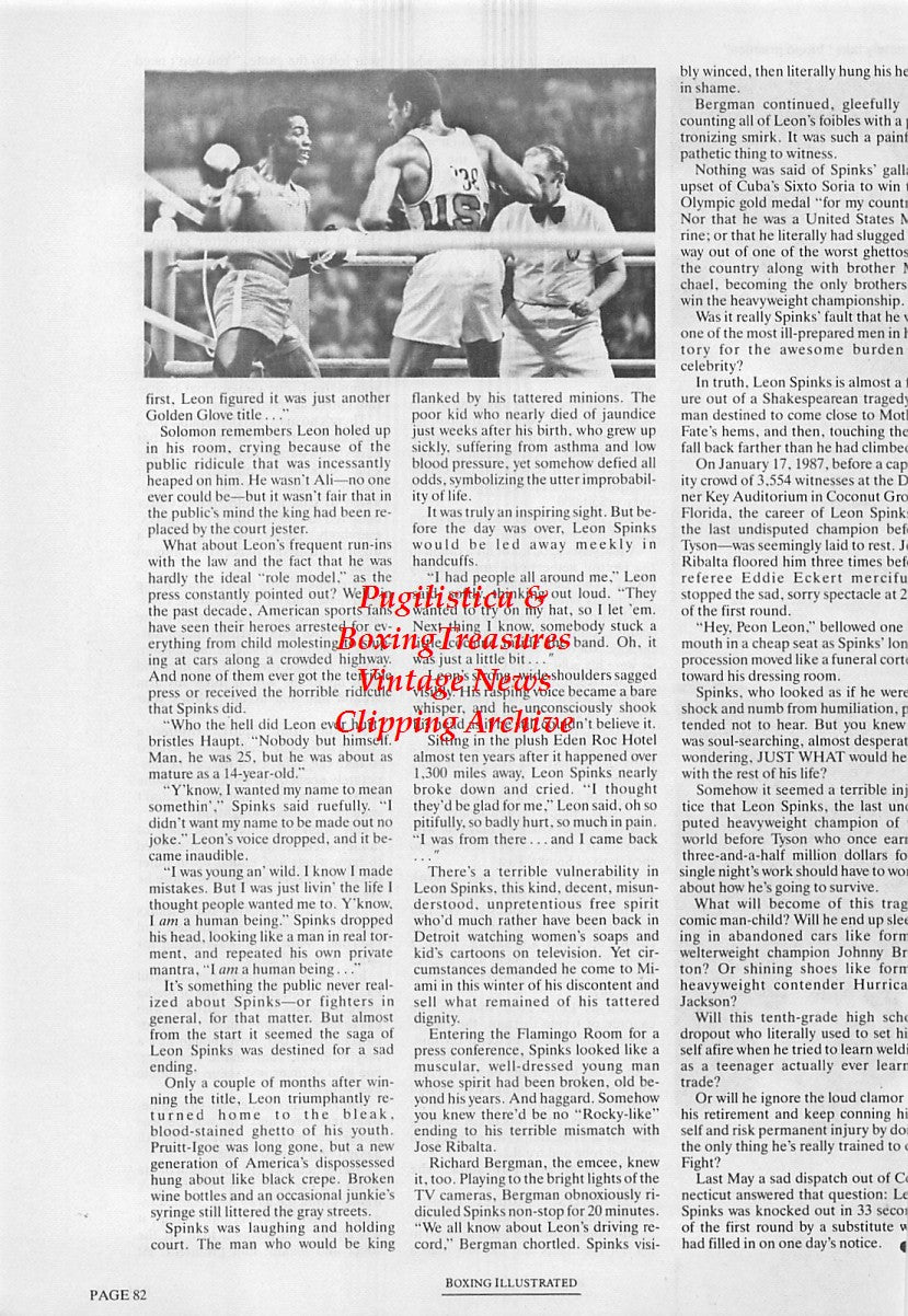Boxing News Clipping #1714 - Leon Spinks, Randall Tex Cobb