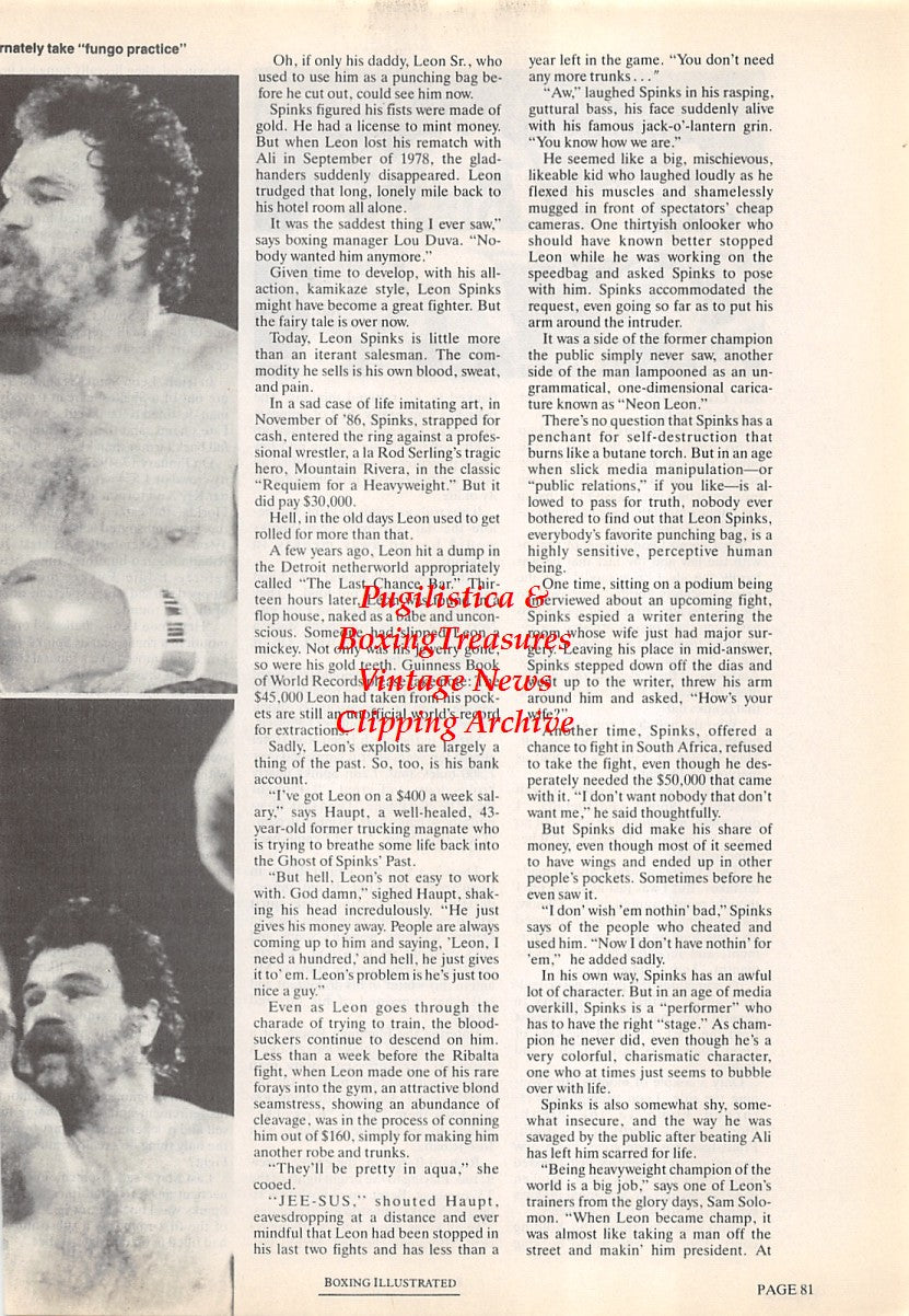 Boxing News Clipping #1714 - Leon Spinks, Randall Tex Cobb