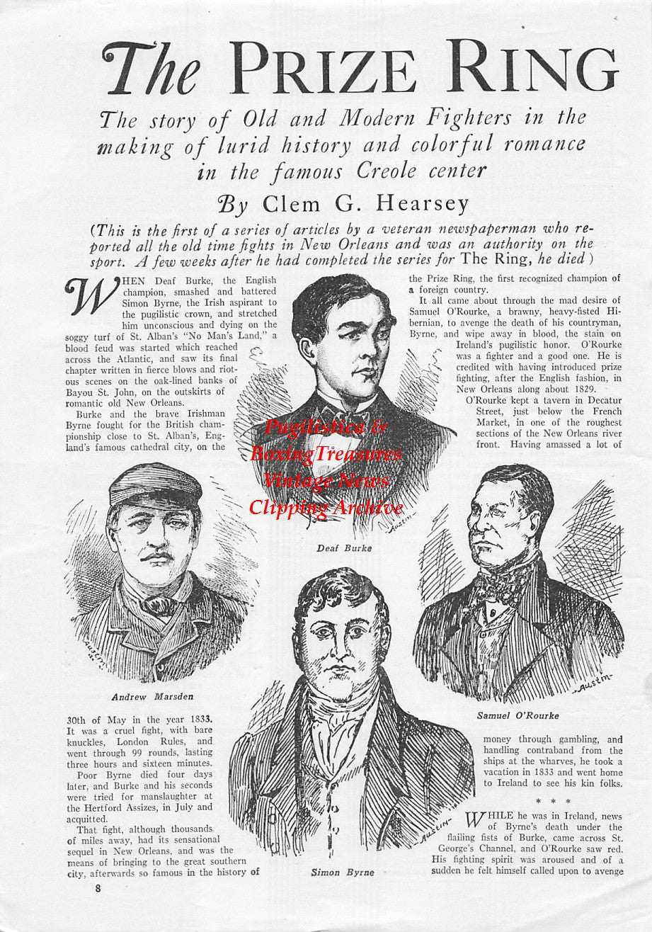 Boxing News Clipping #1721 - Deaf Burke, Andrew Marsden, Samuel O'Rourke, Simon Byrne