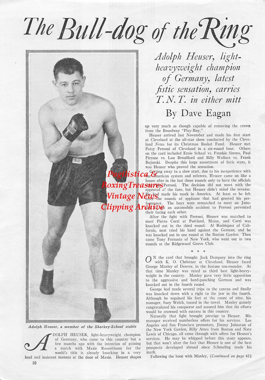 Boxing News Clipping #1722 - Adolph Heuser, Andrew Marsden vs. Marsaud, Simon Byrne vs. Deaf Burke