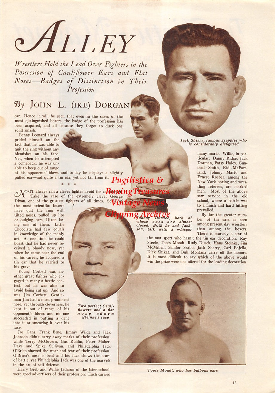 Boxing News Clipping #1725 - Jack Dempsey vs. King Levinsky, Jack Sherry, Johnny Dundee, Hans Steinke, Toots Mondt