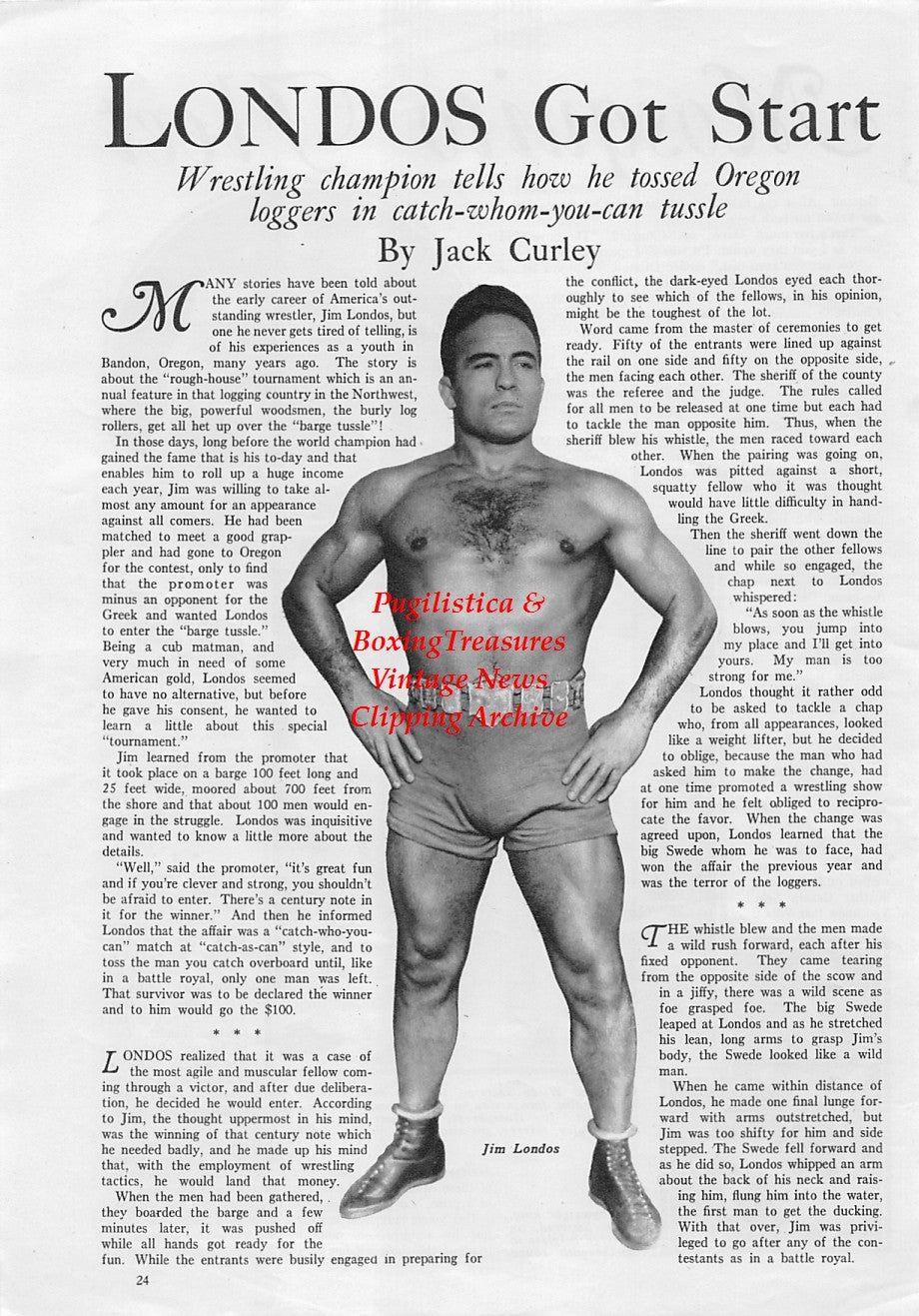 Boxing News Clipping #1729 - Pancho Villa vs. Jimmy Wilde, Jim Londos