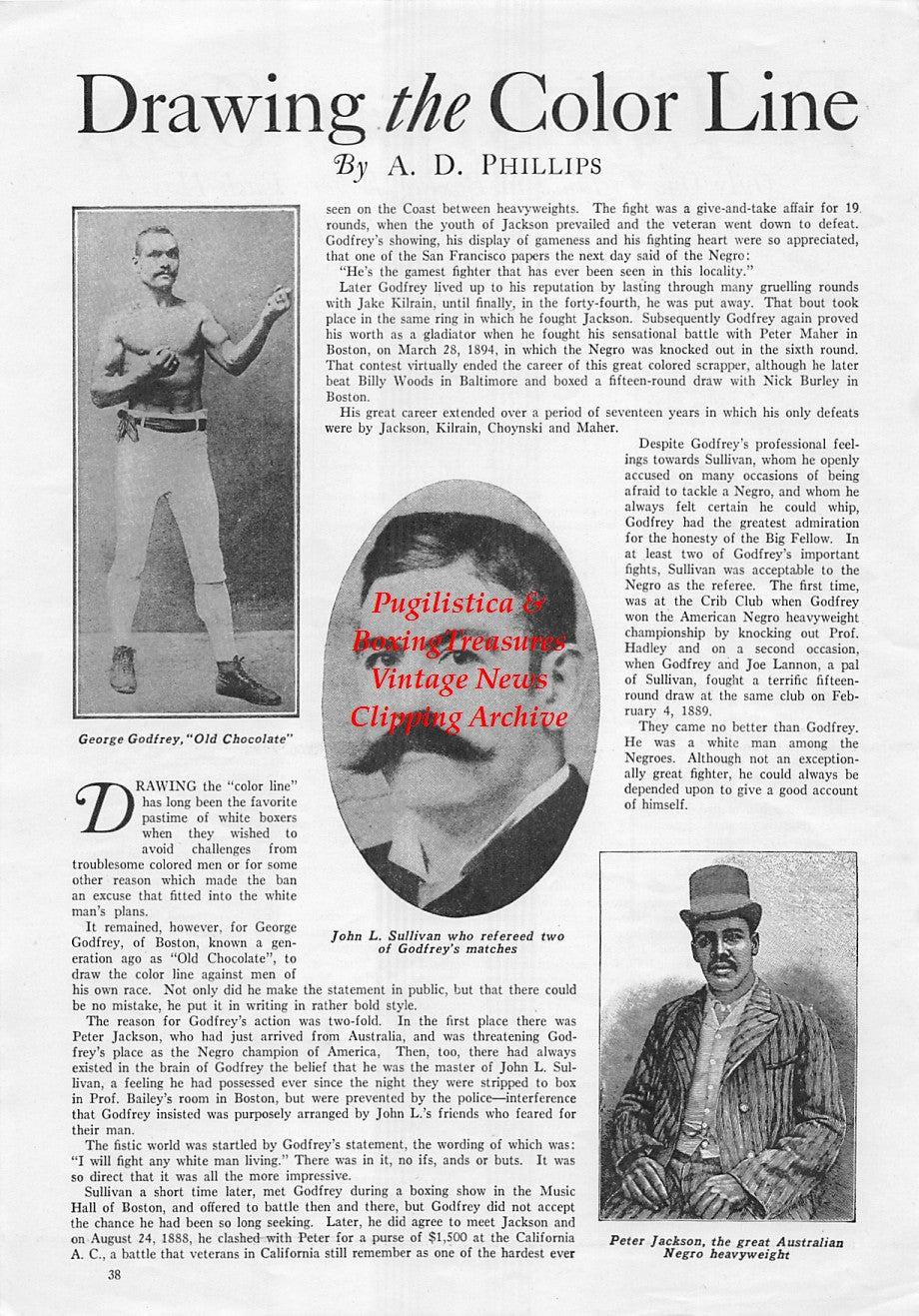 Boxing News Clipping #1734 - George Godfrey, John L. Sullivan, Peter Jackson, Tom Hyer