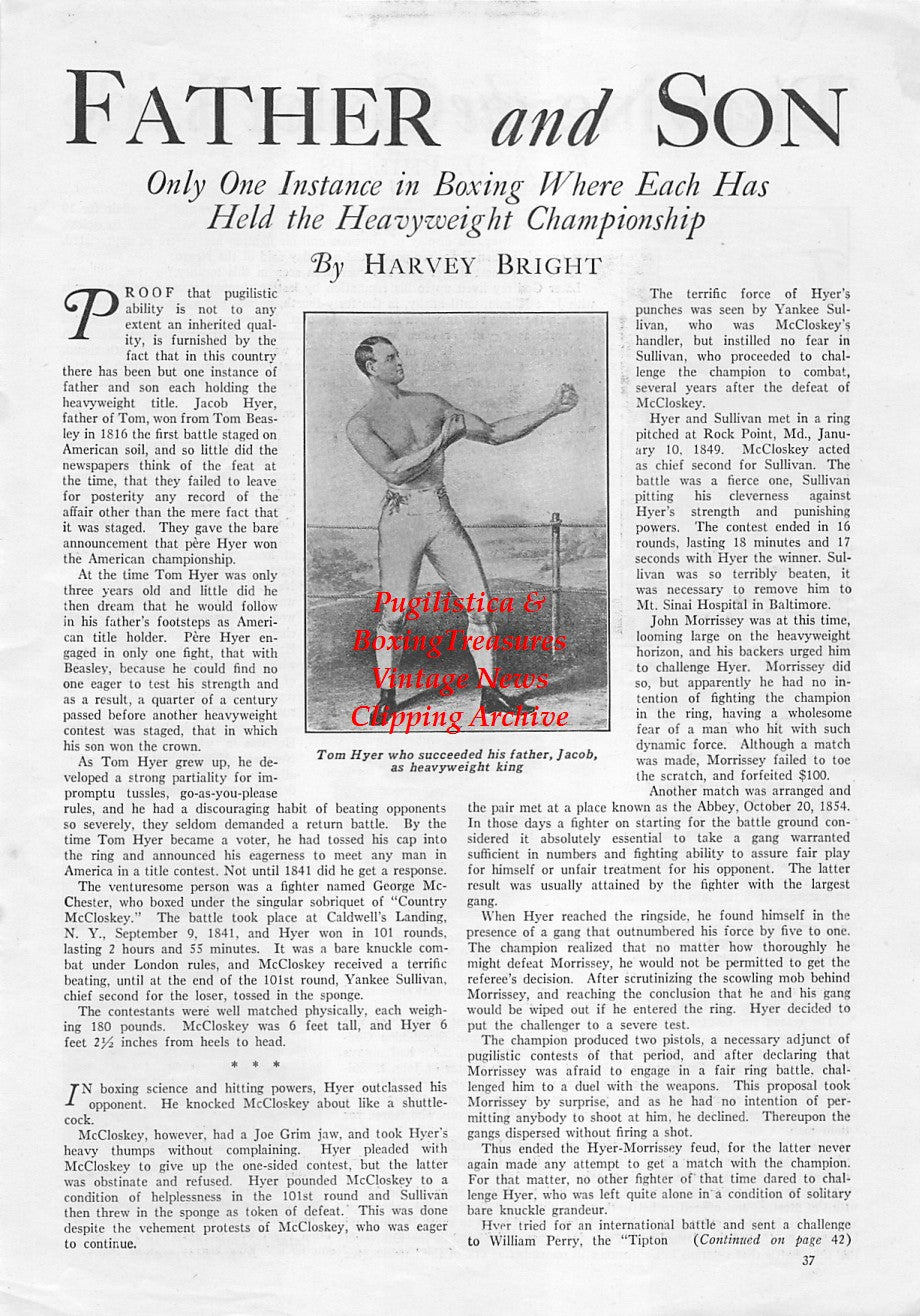 Boxing News Clipping #1734 - George Godfrey, John L. Sullivan, Peter Jackson, Tom Hyer