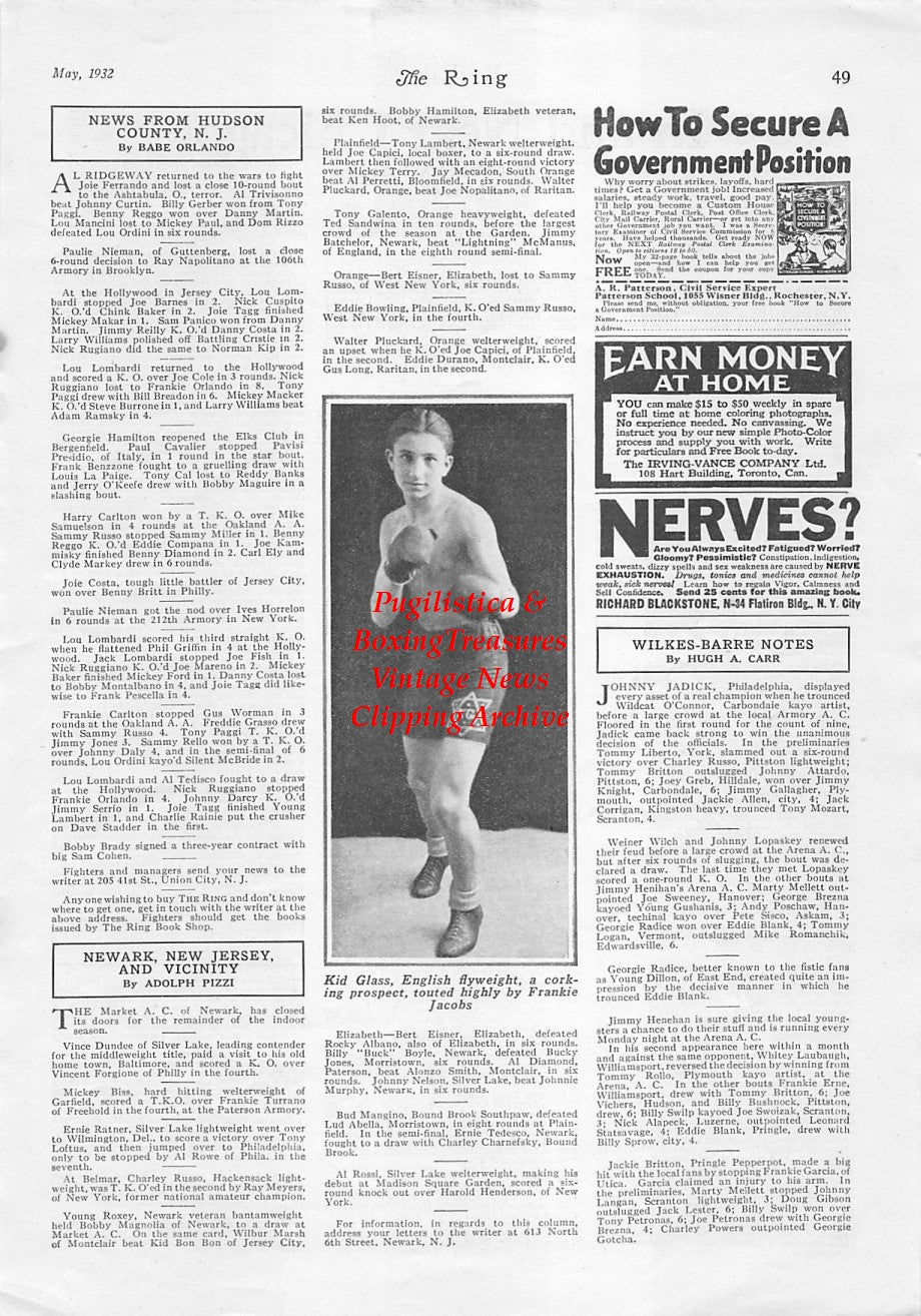 Boxing News Clipping #1737 - Kid Glass, George Nichols