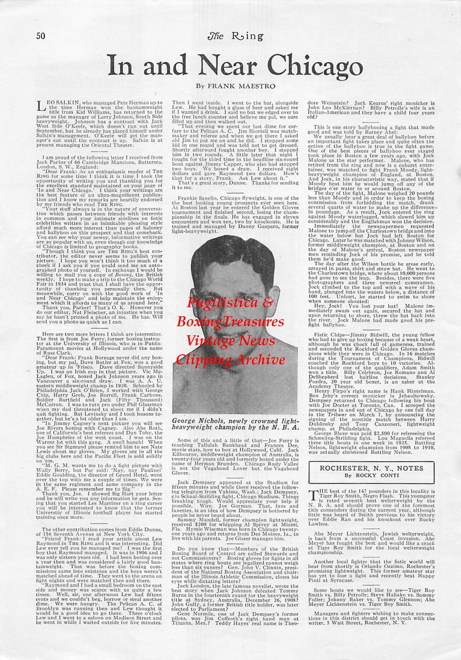 Boxing News Clipping #1737 - Kid Glass, George Nichols