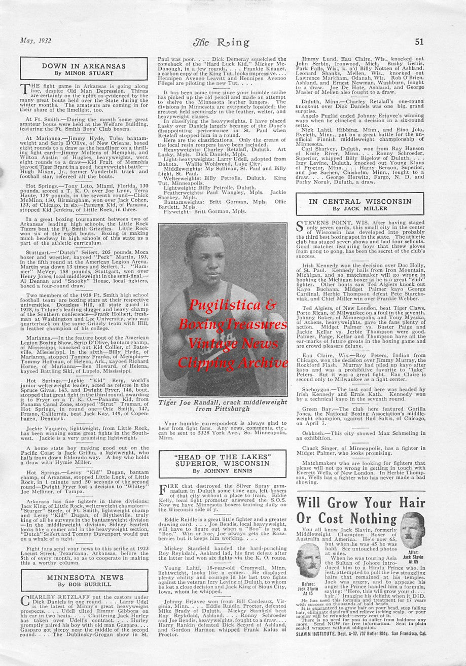 Boxing News Clipping #1738 - Tiger Joe Randall, Teddy Berg