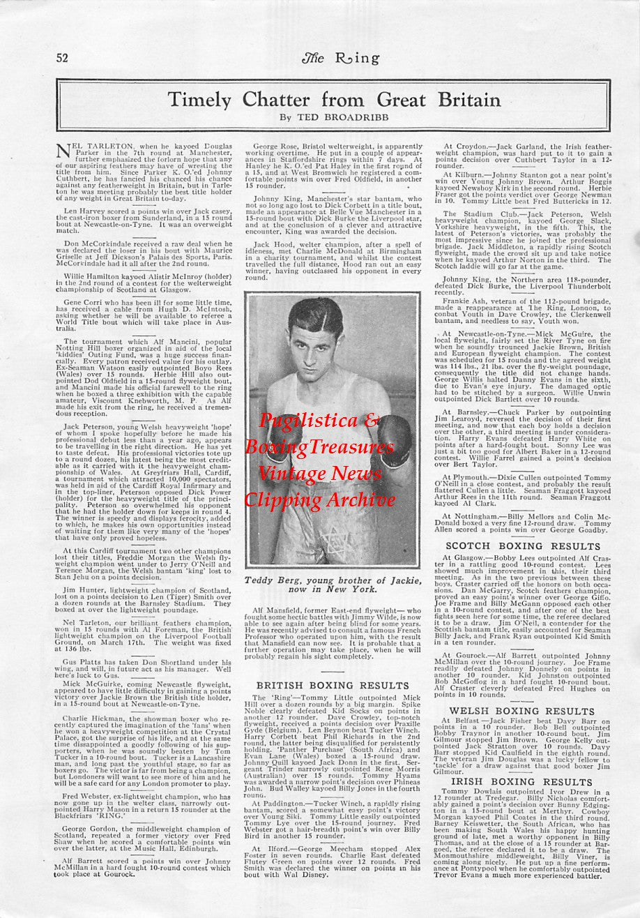 Boxing News Clipping #1738 - Tiger Joe Randall, Teddy Berg