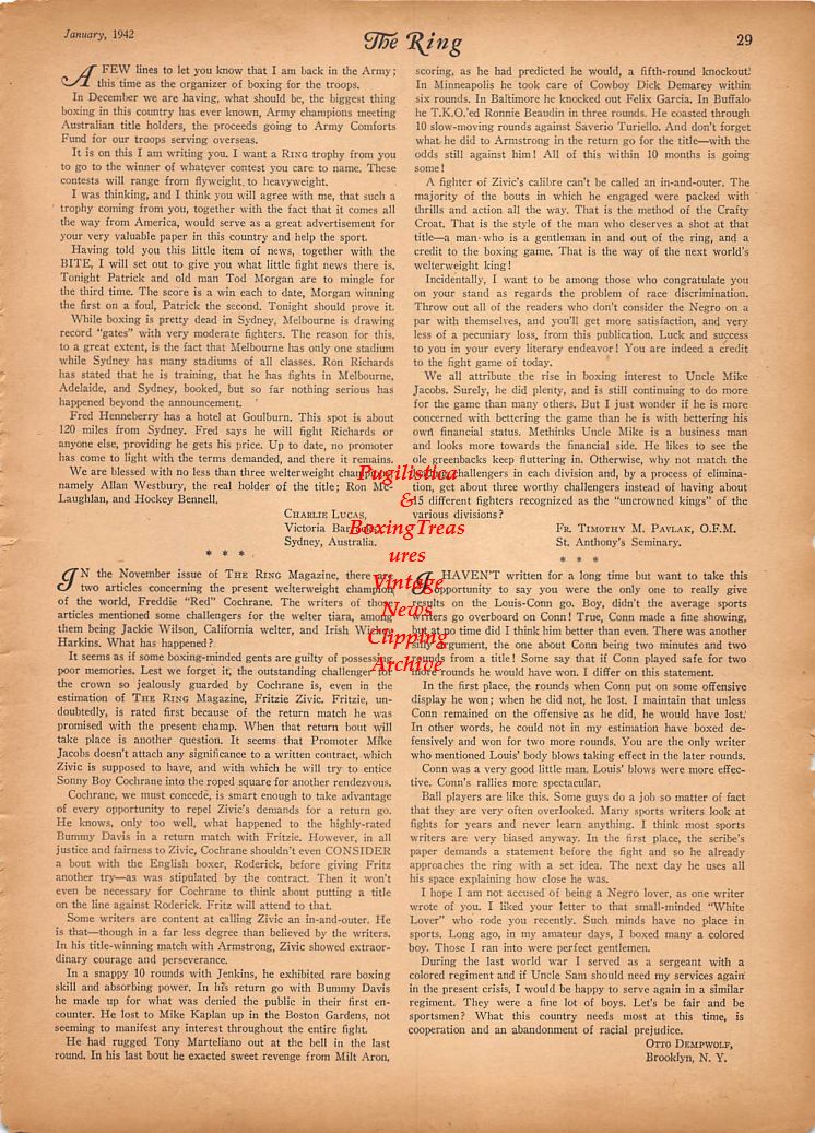 Boxing News Clipping #174 - Eddie Borden in the Canadian Army