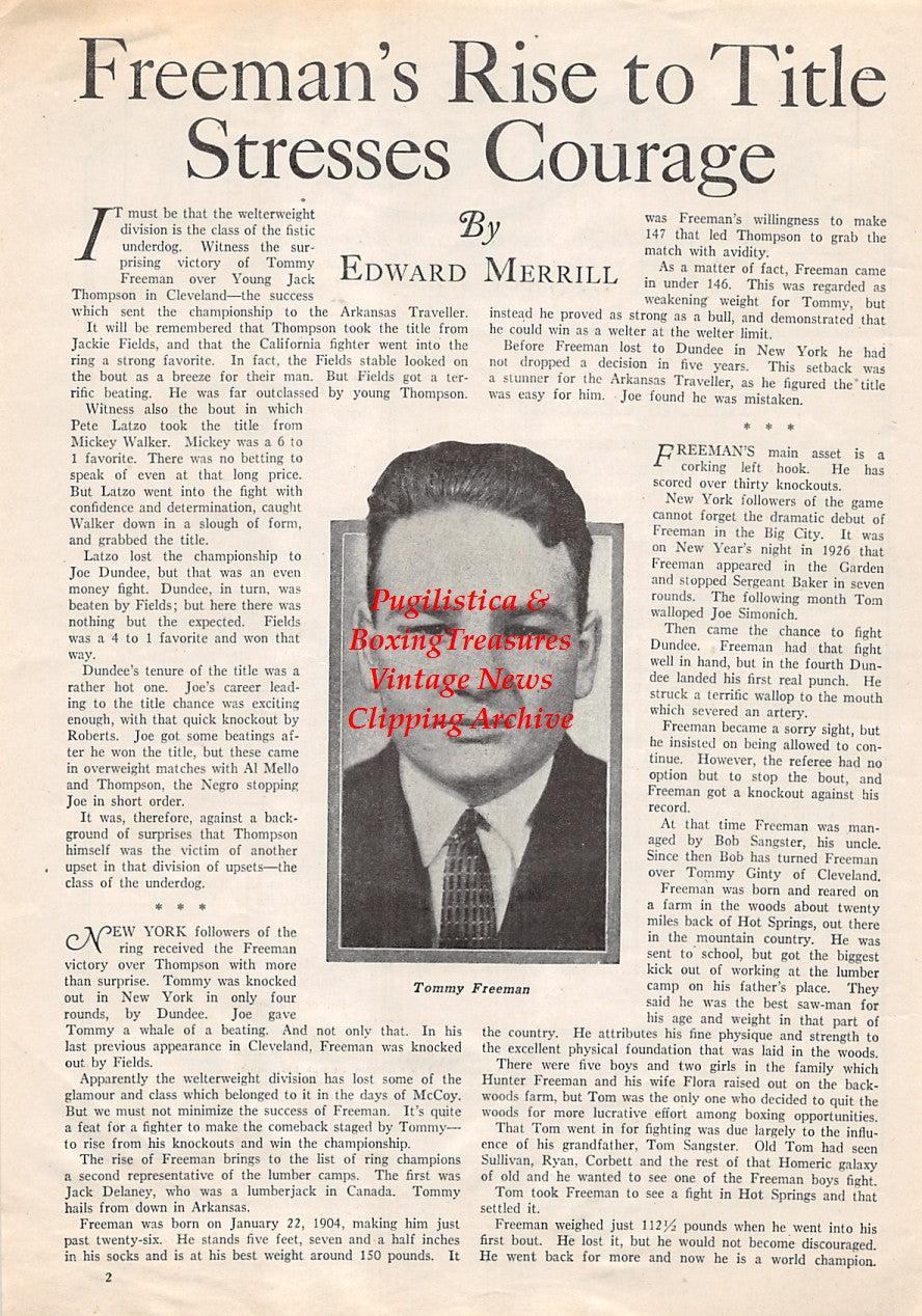 Boxing News Clipping #1743 - Tommy Freeman