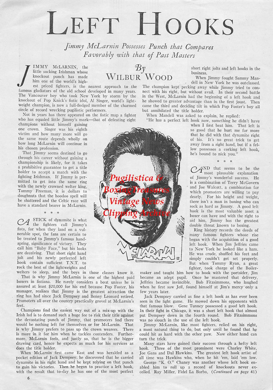 Boxing News Clipping #1745 - Kid Chocolate, Jack Kid Berg, Jimmy McLarnin