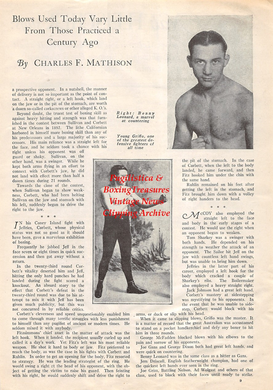 Boxing News Clipping #1747 - Benny Leonard, Young Griffo