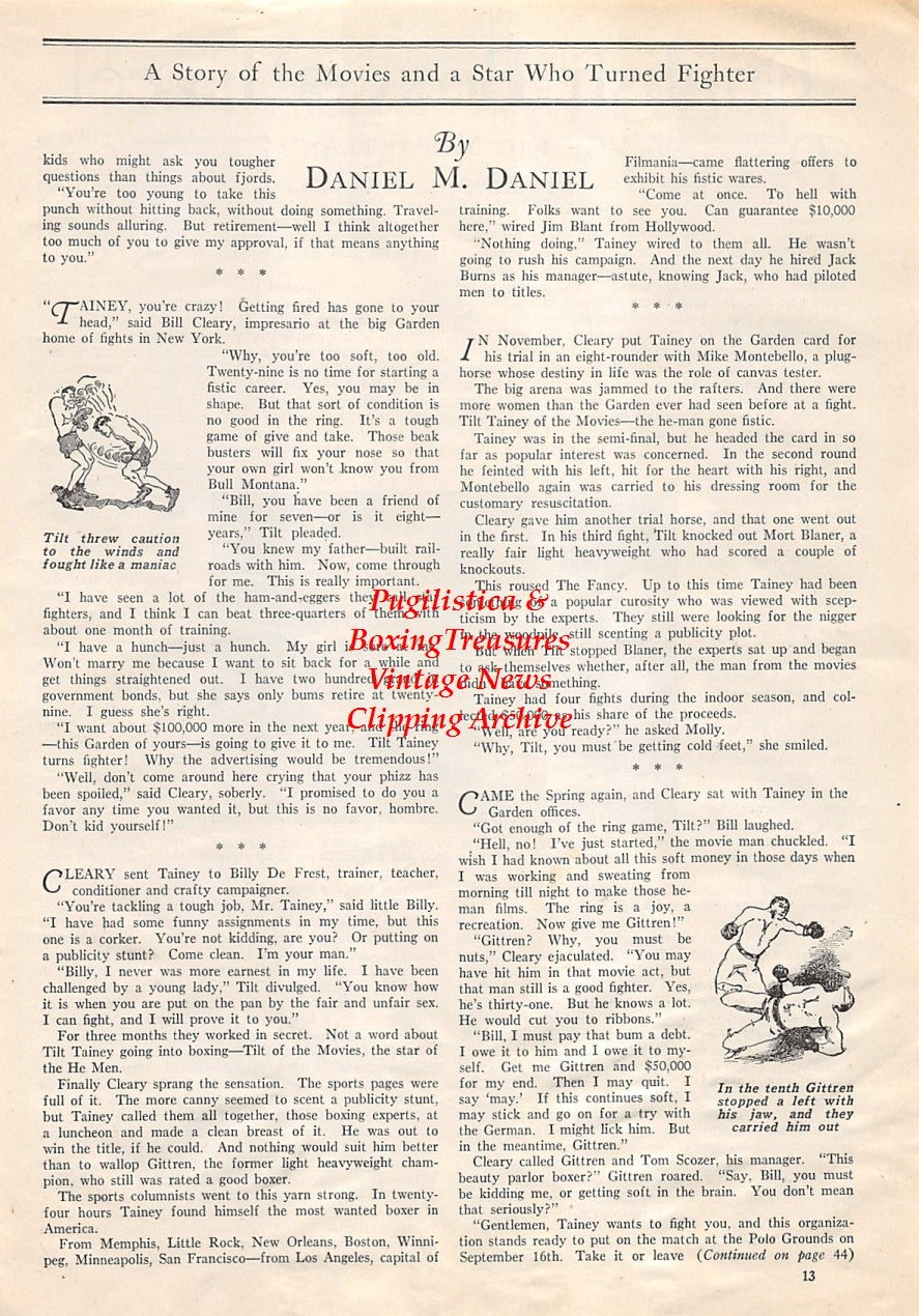 Boxing News Clipping #1749 - Freddie Welsh vs. Jem Driscoll