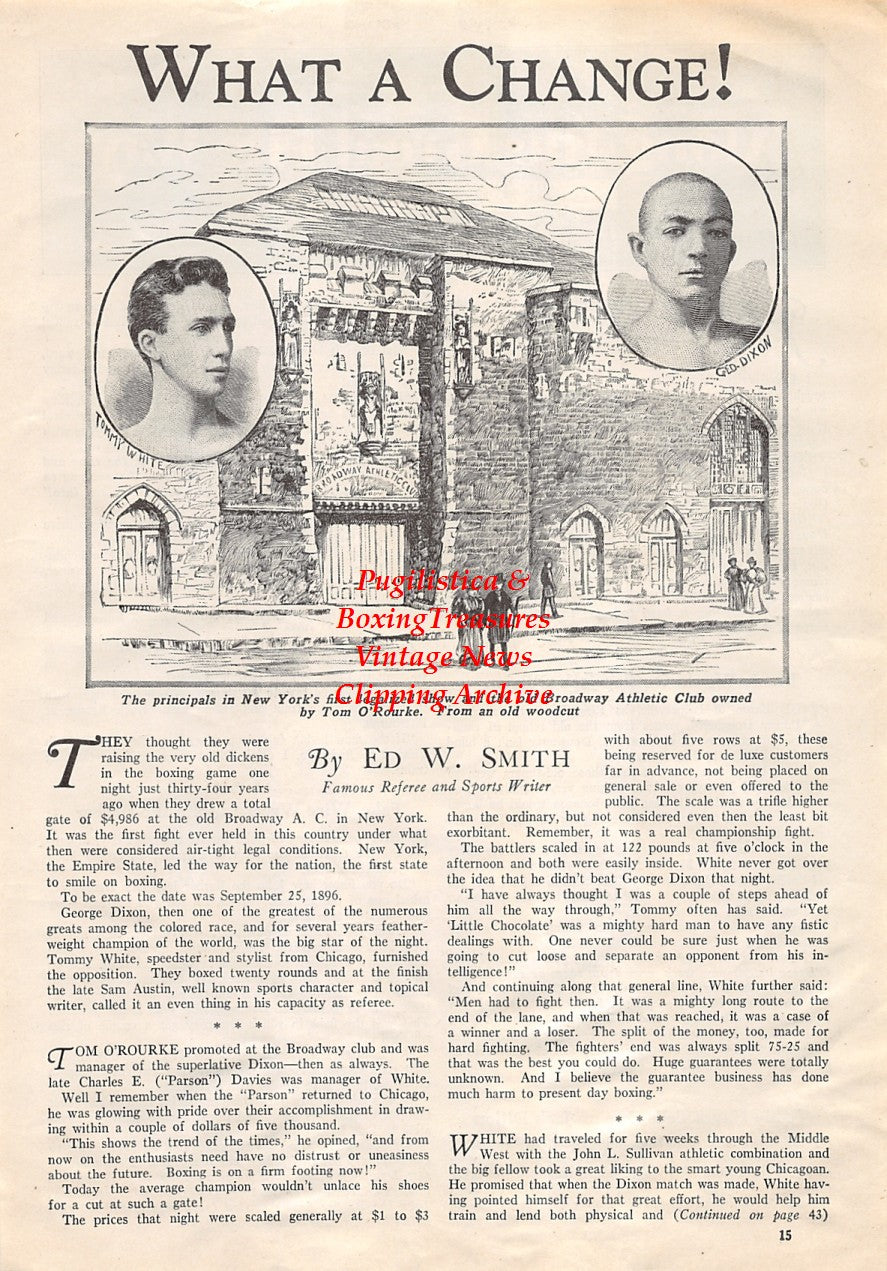 Boxing News Clipping #1750 - Tommy White vs. George Dixon