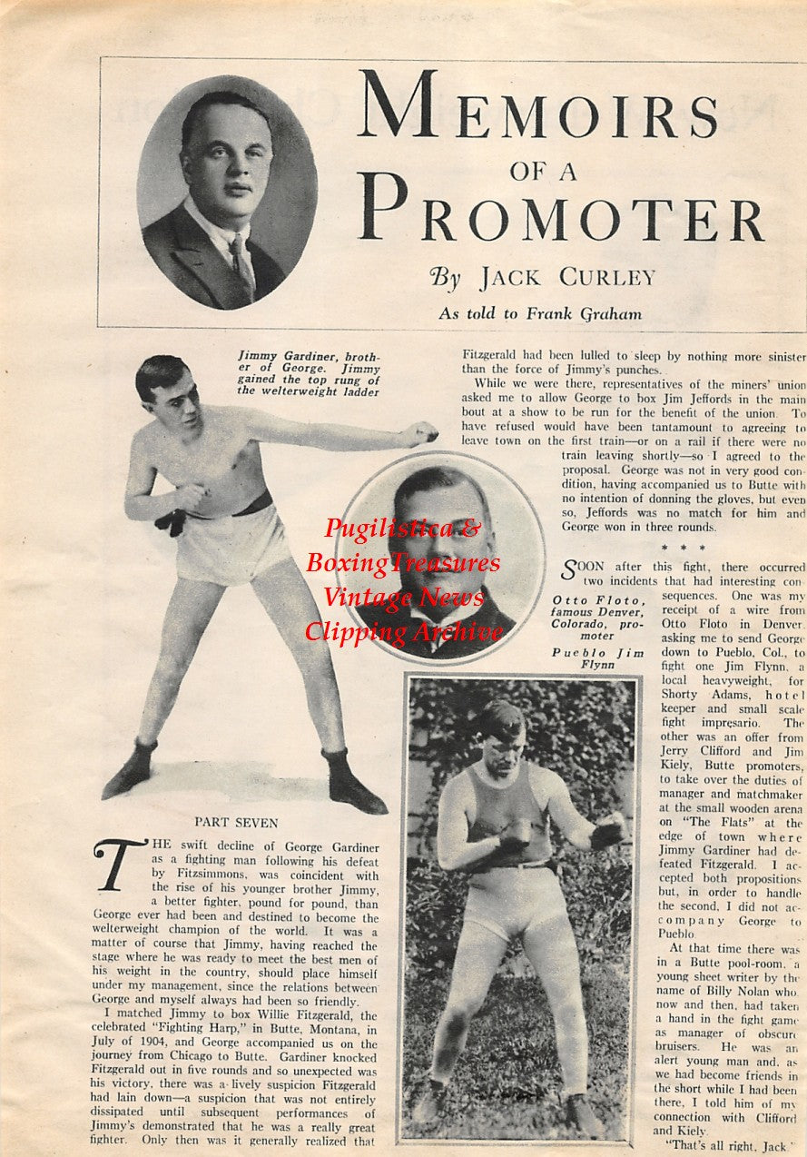 Boxing News Clipping #1751 - Tommy Freeman, Jimmy Gardiner, Otto Floto, Fireman Jim Flynn