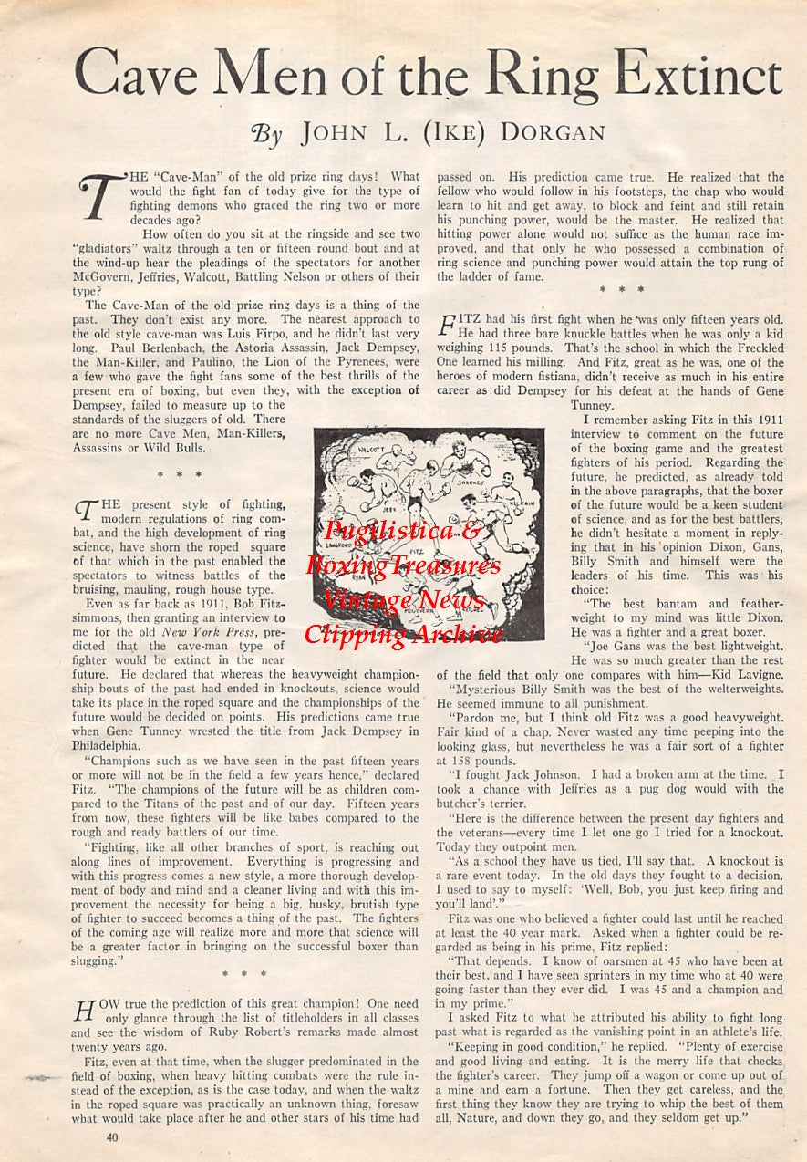 Boxing News Clipping #1758 - Paulino Uzcudun, Arthur Pelkey, George LaBlanche, Jack Delaney