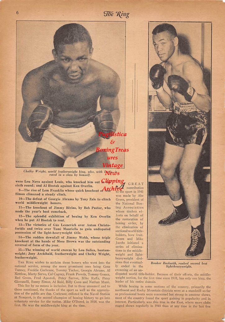 Boxing News Clipping #176 - Lem Franklin, Joey Maxim, Chalky Wright, Booker Beckwith
