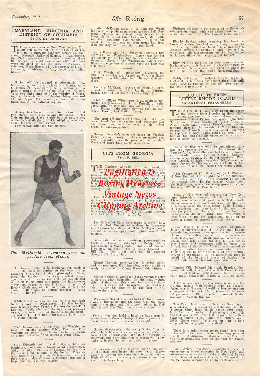 Boxing News Clipping #1763 - Jack Strong, Pal McDonald