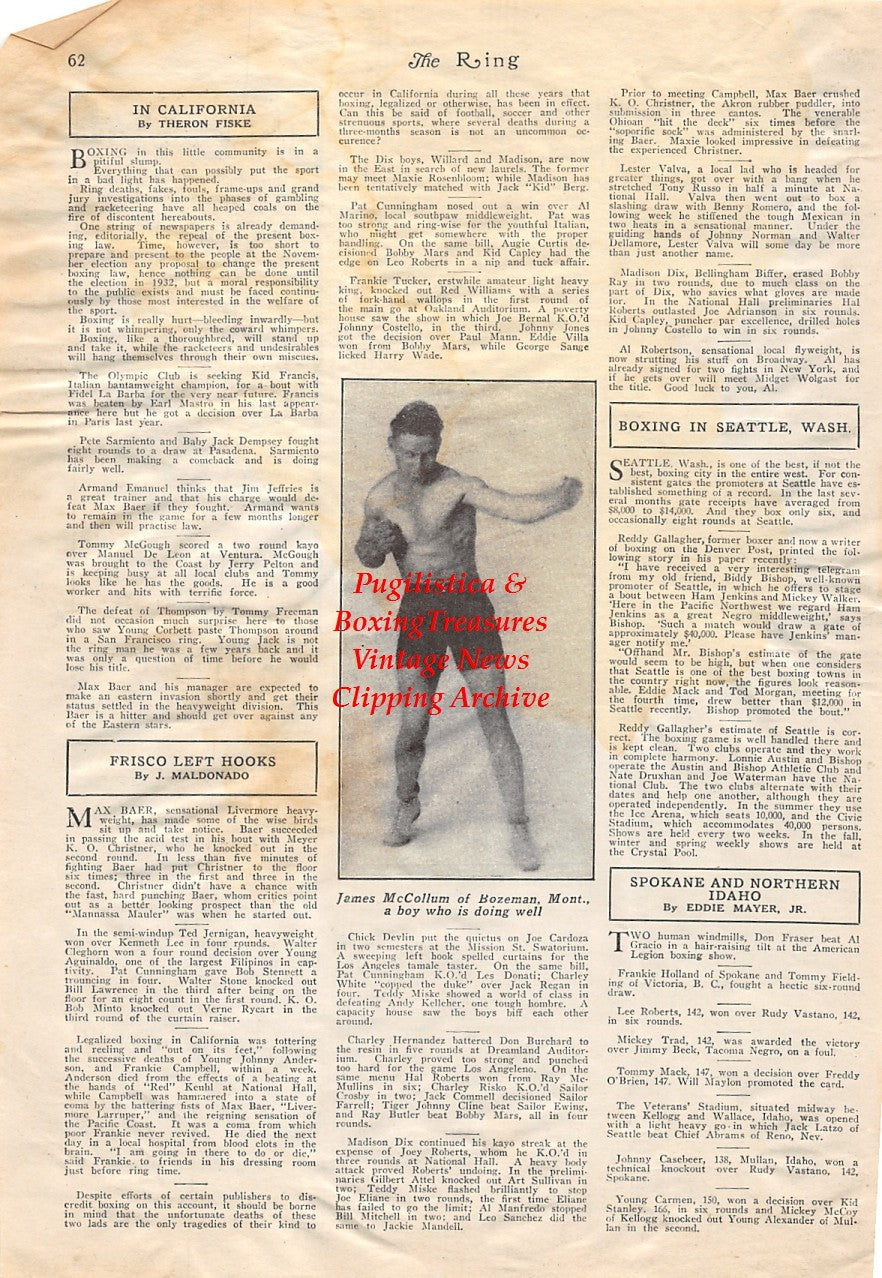 Boxing News Clipping #1765 - James McCollum (of Bozeman, Montana)