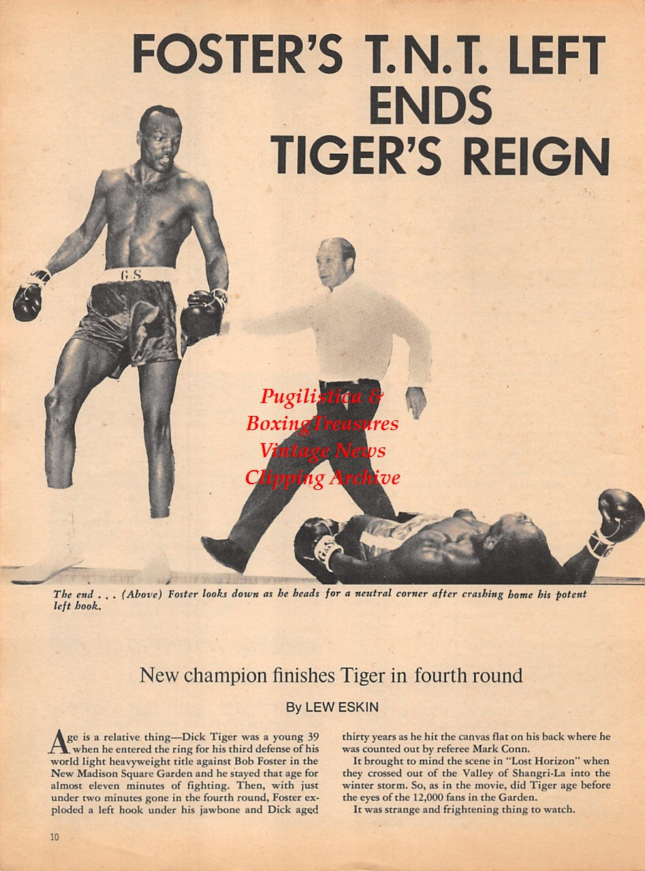 Boxing News Clipping #1769 - Bob Foster vs. Dick Tiger, Billy Soose, Eddie Bossman Jones