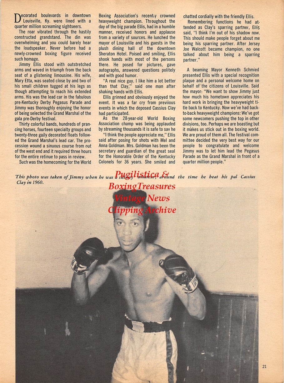 Boxing News Clipping #1775 - Jimmy Ellis, Bob Evans, Ray Cook, Mary Ellis