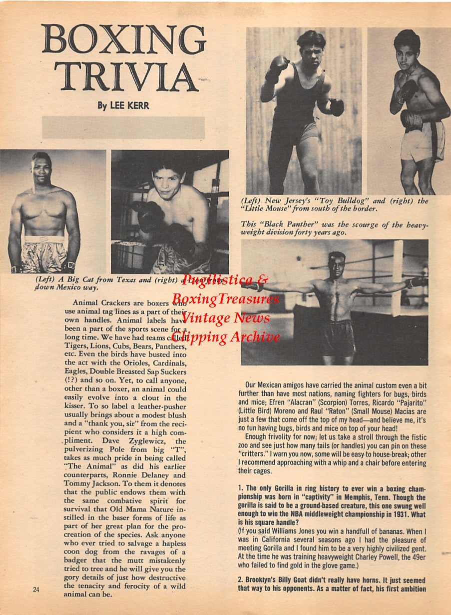 Boxing News Clipping #1776 - Alan Rudkin vs. Walter McGowan, Cleveland Williams, Lauro Salas, Mickey Walker, Raton Macias, Harry Wills