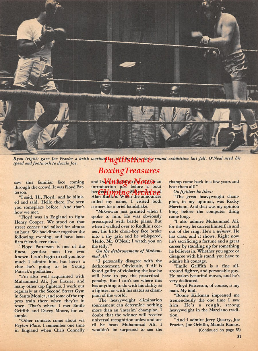 Boxing News Clipping #1780 - Anton Christoforidis, Melio Bettina, Ryan O'Neal, Joe Frazier