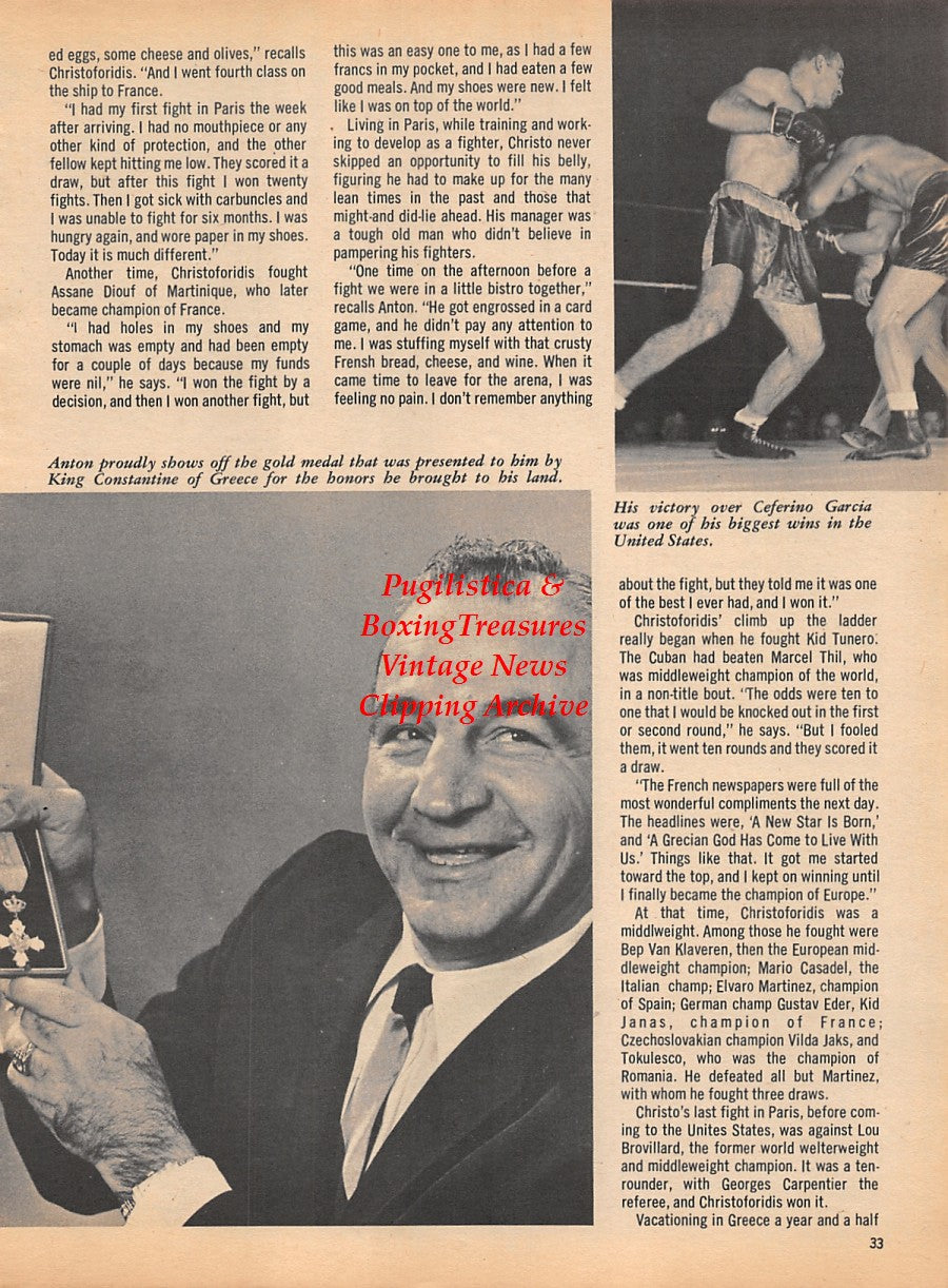 Boxing News Clipping #1781 - Anton Christoforidis, Ceferino Garcia, Lou Brouillard