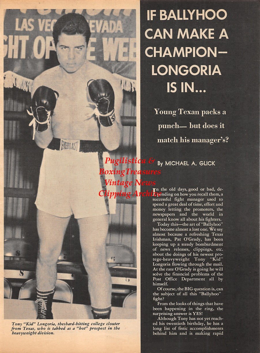 Boxing News Clipping #1782 - Tony Longoria, Pat O'Brady, Willie Earls