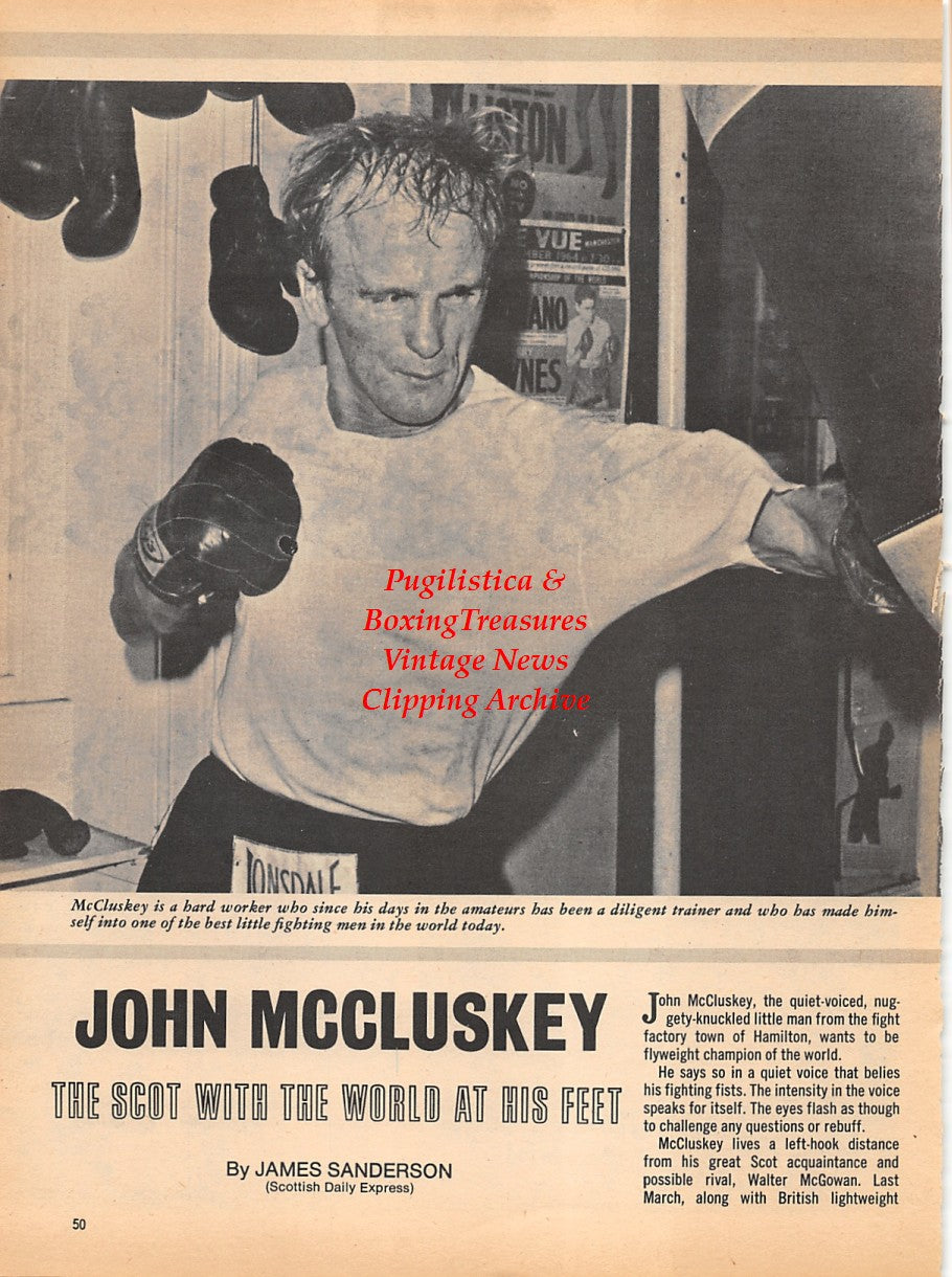 Boxing News Clipping #1789 - John McCluskey, Ted Kid Lewis, Terry Lawless, Mike Barrett, Bobby Diamond, J. Onslow Fane, Sydney Hulls, Harry Gibbs, Teddy Waltham, Jack Hart