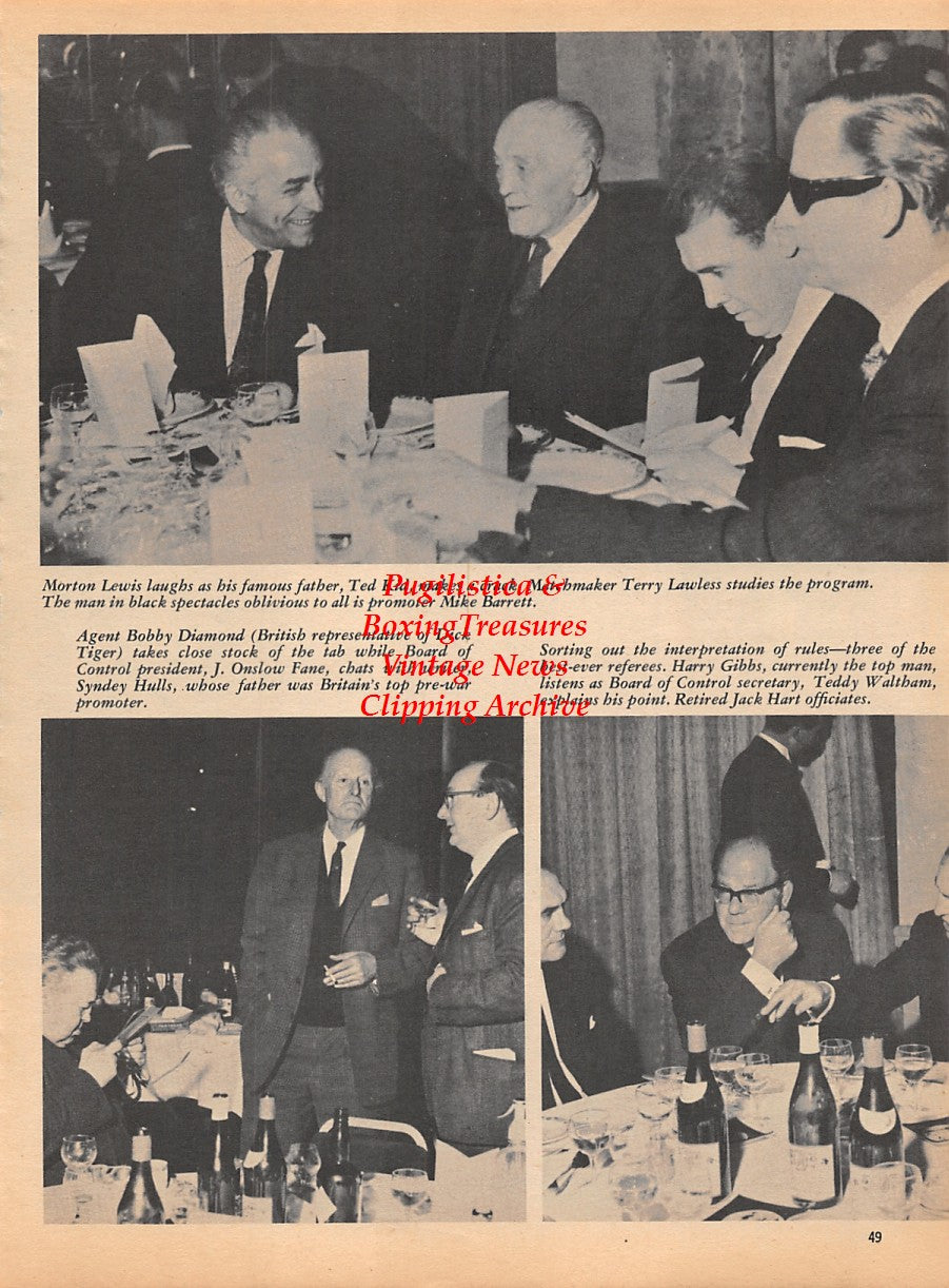 Boxing News Clipping #1789 - John McCluskey, Ted Kid Lewis, Terry Lawless, Mike Barrett, Bobby Diamond, J. Onslow Fane, Sydney Hulls, Harry Gibbs, Teddy Waltham, Jack Hart