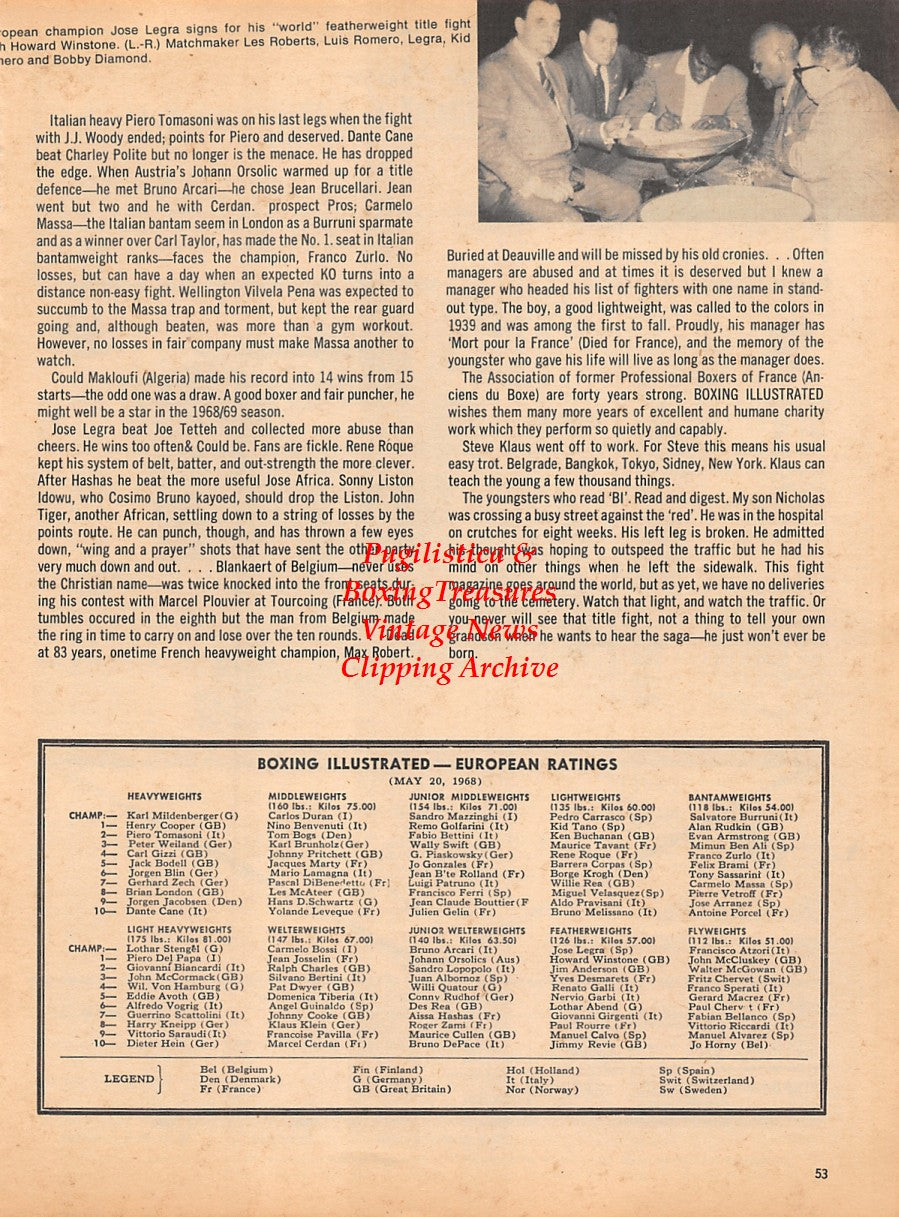 Boxing News Clipping #1791 - Jose Legra, Les Roberts, Luis Romero, Bobby Diamond