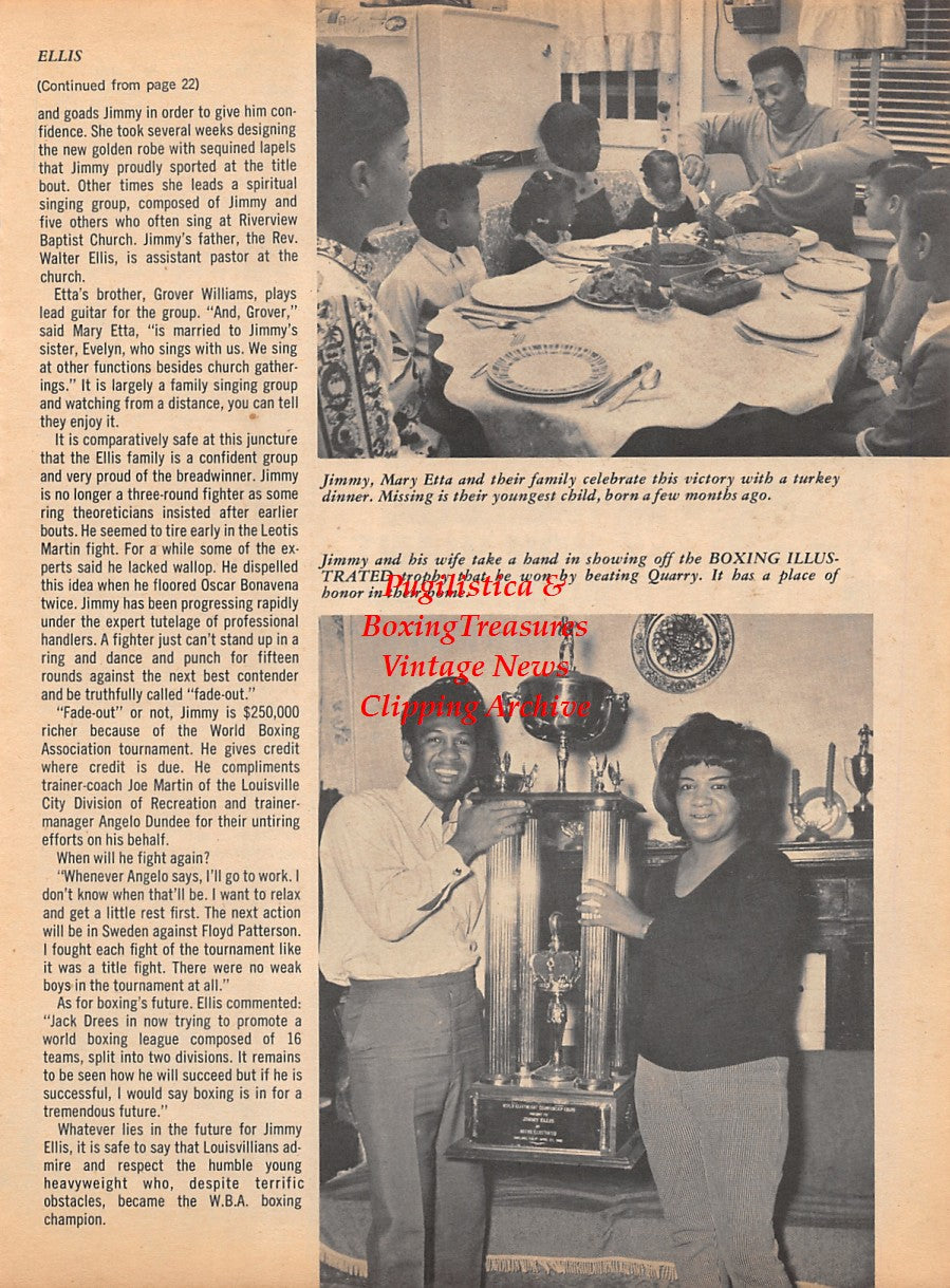 Boxing News Clipping #1793 - Jimmy Ellis and Family, Tami Mauriello