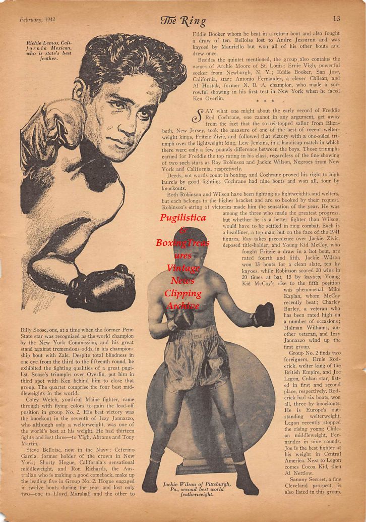 Boxing News Clipping #180 - Harry Jeffra, Marty Servo, Little Dado, Richie Lemos, Pittsburgh Jackie Wilson