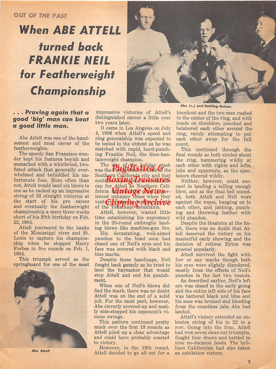 Boxing News Clipping #1801 - Abe Attell, Battling Nelson, Emile Griffith