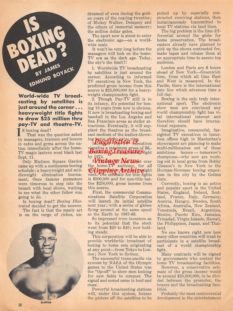 Boxing News Clipping #1801 - Abe Attell, Battling Nelson, Emile Griffith