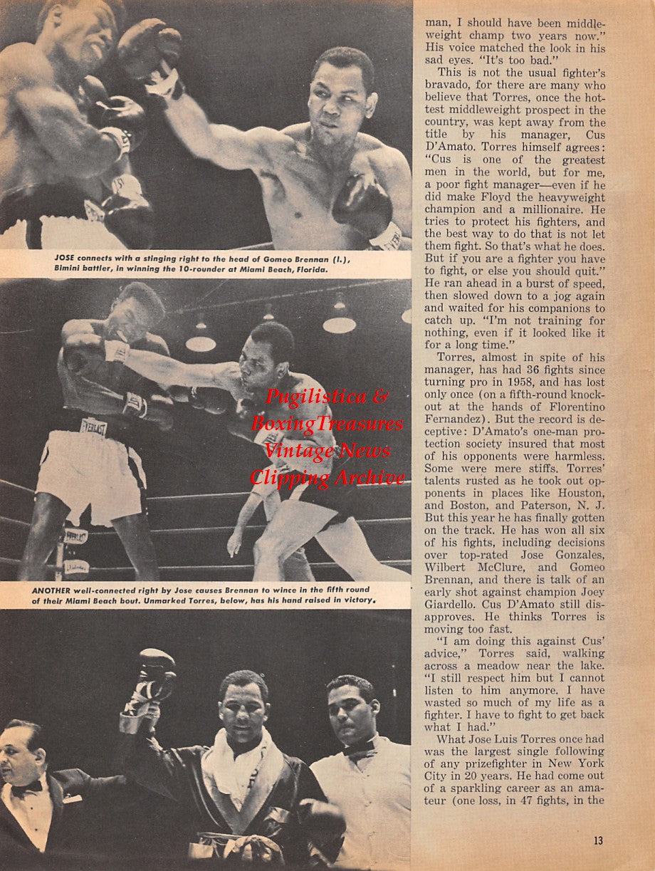Boxing News Clipping #1803 - Jose Torres, Gomeo Brennan