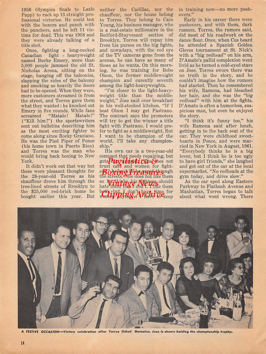 Boxing News Clipping #1803 - Jose Torres, Gomeo Brennan