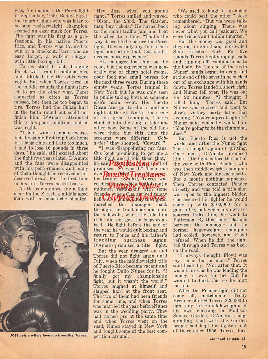 Boxing News Clipping #1804 - George Chuvalo, Percy Hayles vs. Paulie Armstead, Jose Torres
