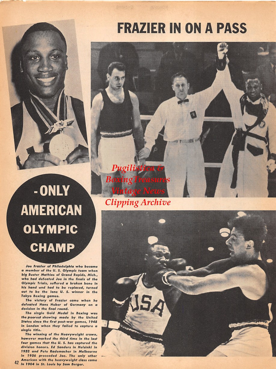 Boxing News Clipping #1816 - Joe Frazier, Hans Huber, Vicente Saldivar