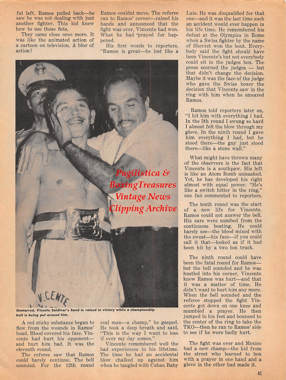 Boxing News Clipping #1816 - Joe Frazier, Hans Huber, Vicente Saldivar