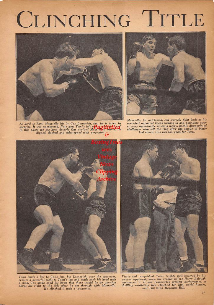 Boxing News Clipping #182 - Tami Mauriello vs. Gus Lesnevich