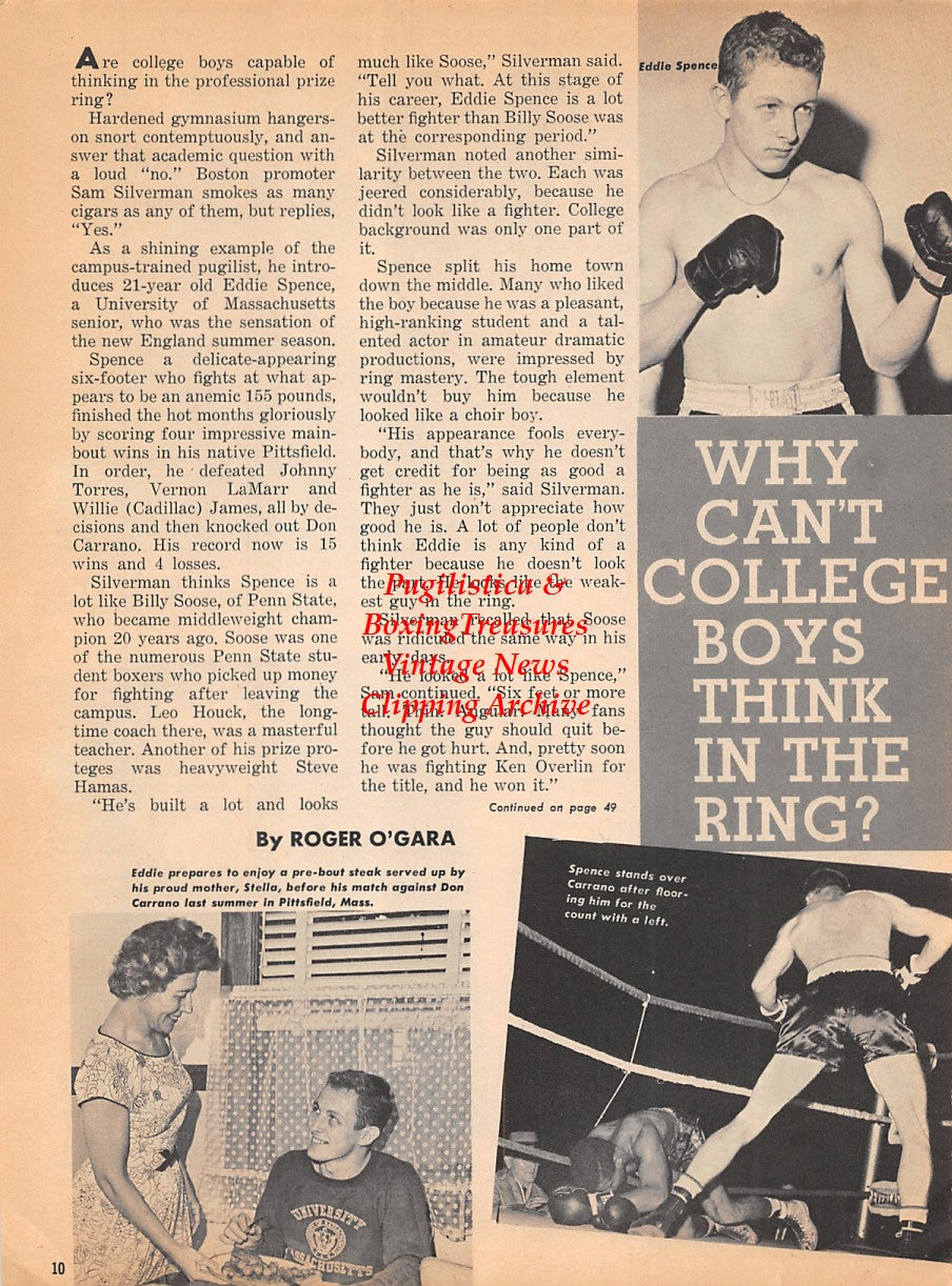 Boxing News Clipping #1820 - Eddie Spence, Muhammad Ali, Sonny Liston, Dr. Nathan Shapiro, Dr. George Starkey, Dr. William McDermott